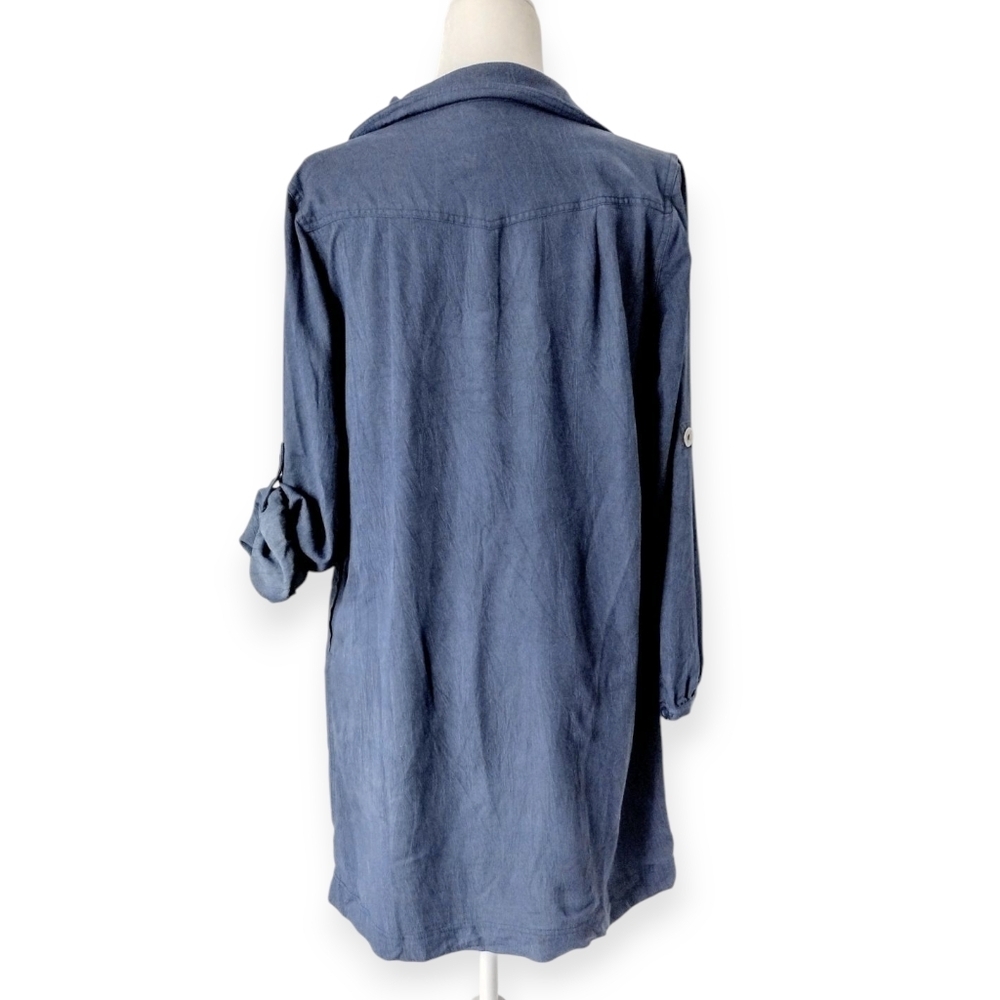 Emma & Michele Blue Button-Up Denim Tunic Dress - Picture 2 of 6